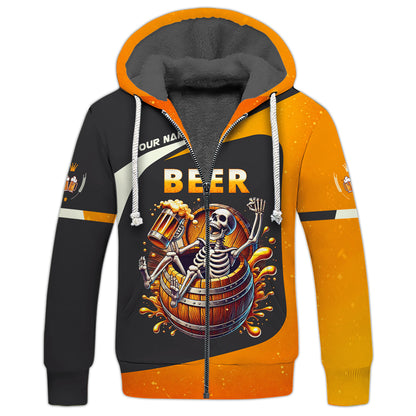 3D Full Print Beer Skull T-Shirts Personalized Name Gift For Beer Lovers