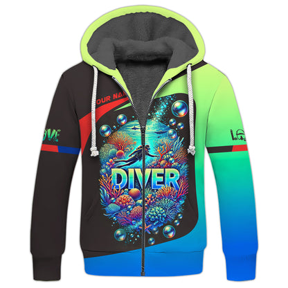 Scuba Diving Custom Name 3D Shirt Diving Into The Ocean Personalized Gift For Diver Lovers