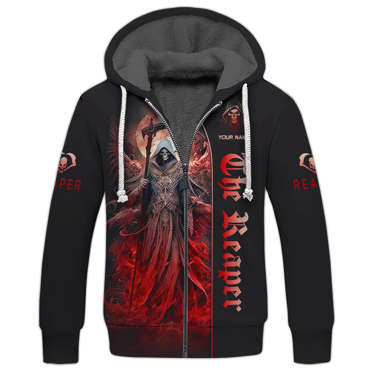 Camisetas con estampado 3D completo de El Segador con Luna Roja, regalo personalizado con nombre para amantes de las calaveras