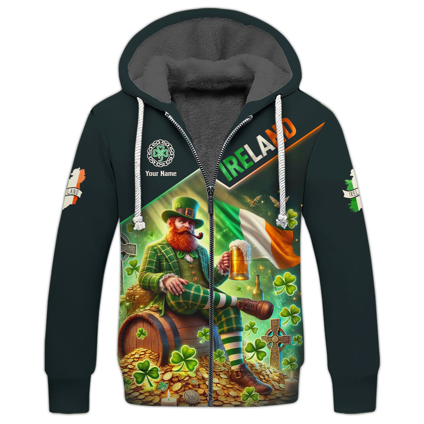 Camisetas de guerrero irlandés con impresión 3D completa, regalo con nombre personalizado para amantes de Irlanda