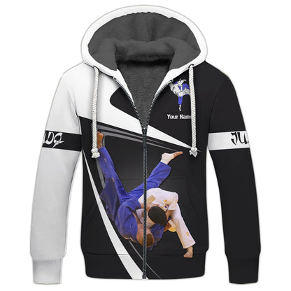 Sweat à capuche zippé personnalisé avec nom personnalisé pour les amateurs de judo