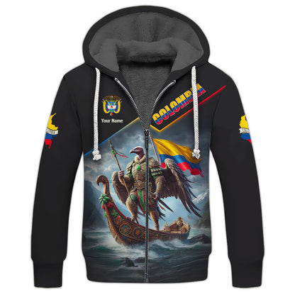 Andean Condor Warrior With Colombia Flag Custom T-Shirts Gift For Colombia Lovers