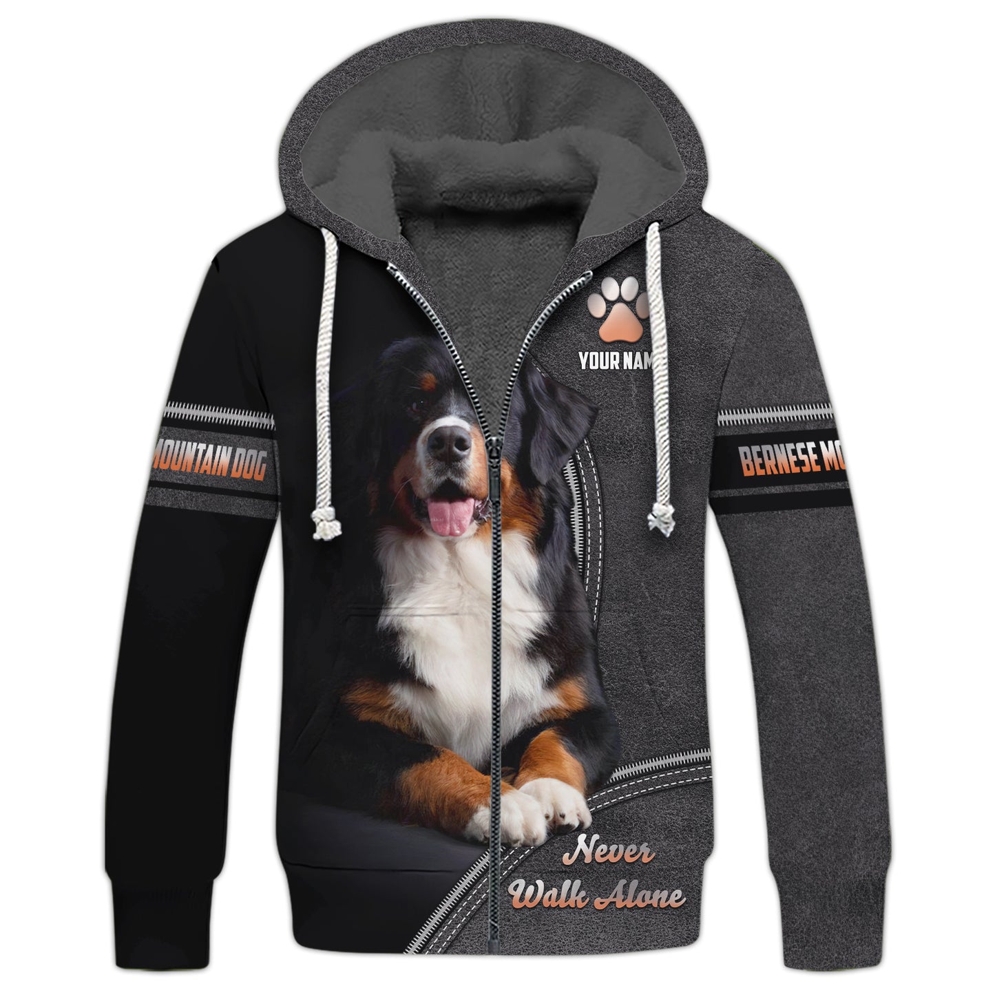 Camiseta con nombre personalizado de montaña bernesa, regalo Never Walk Alone para amantes de los perros, camisetas 3D