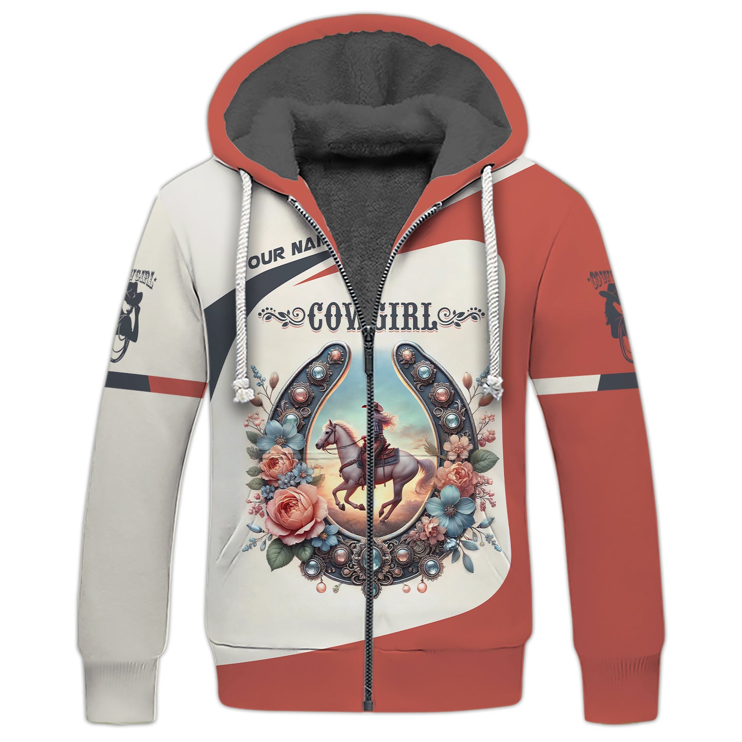 Custom Name Cowgirl With Horseshoe Flowers 3D Shirt Gift For Cowgirl Lovers