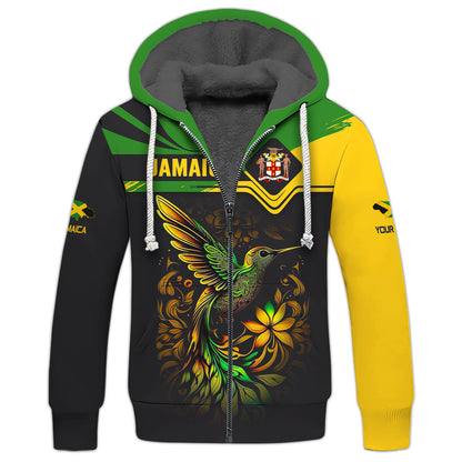 Camiseta personalizada con nombre en 3D de colibrí de Jamaica, regalo personalizado para amantes de Jamaica