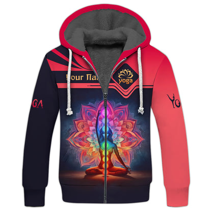 3D Full Print Yoga Spirit Zipper Hoodie Personalized Name Gift For Yoga Lovers