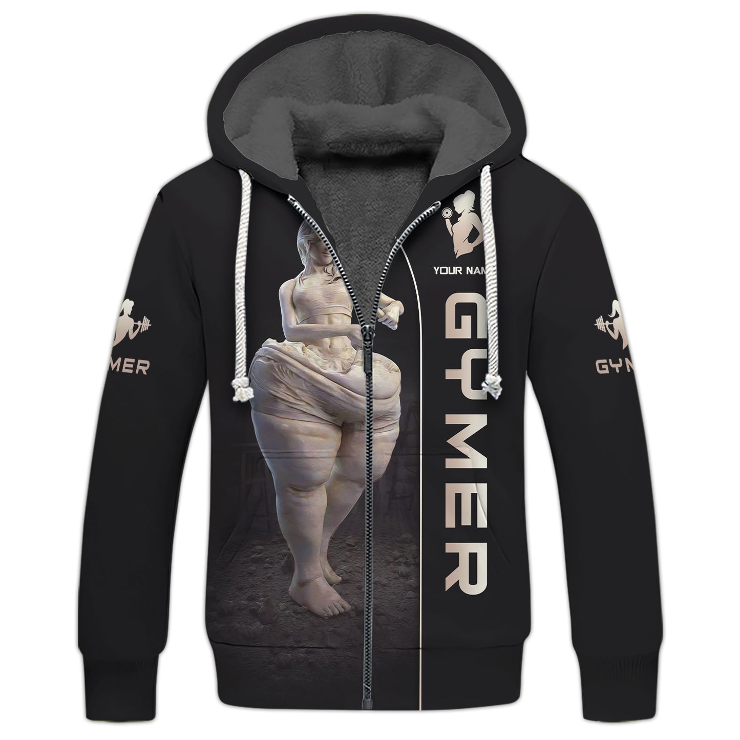 3D Full Print Woman Gymer Zipper Hoodie Personalized Name Gift For Gym Lovers