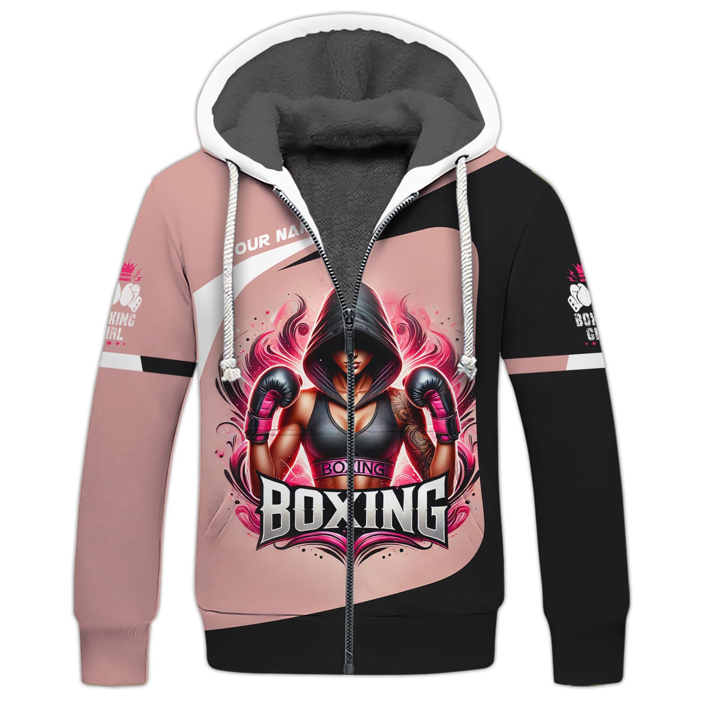 Camiseta personalizada con nombre en 3D para mujer boxeadora, regalo personalizado para amantes del boxeador