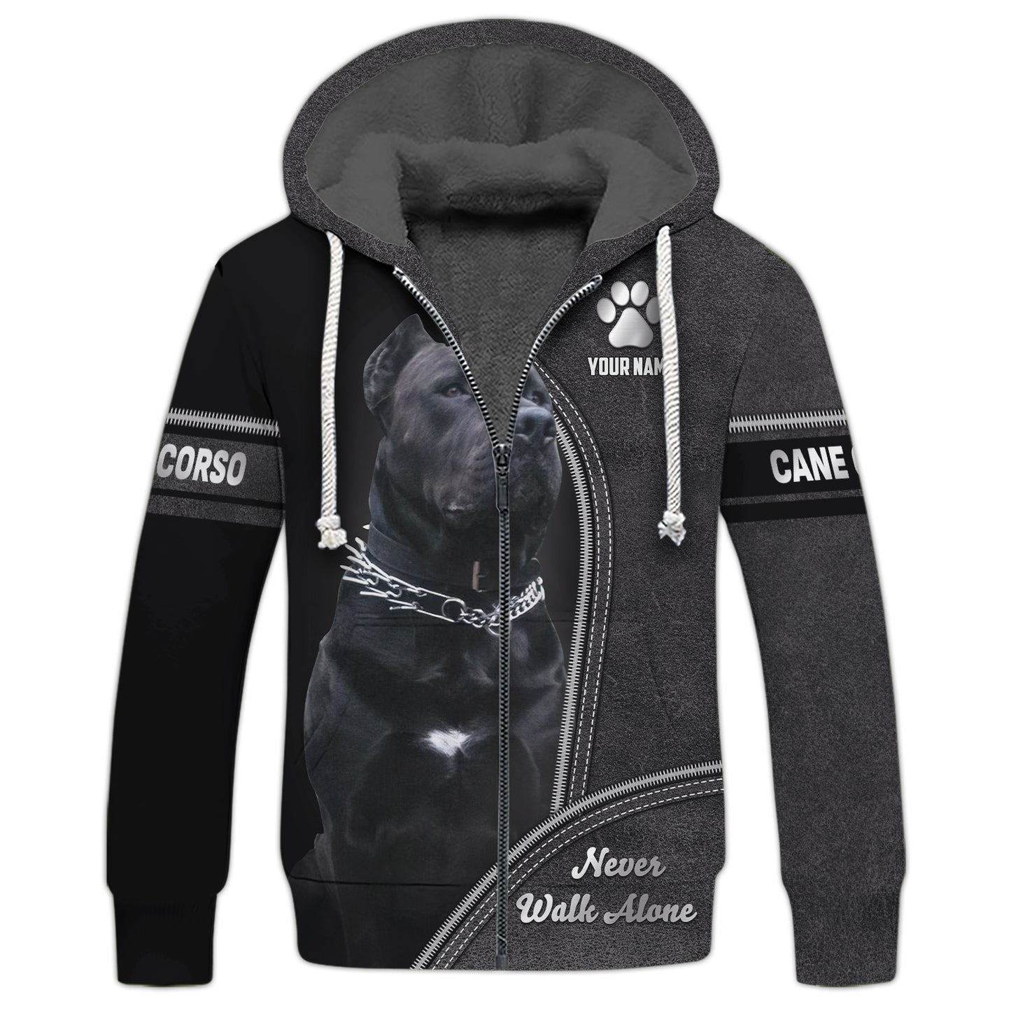 T-shirt personnalisé avec nom Cane Corso, cadeau Never Walk Alone pour les amoureux des chiens, chemises 3D