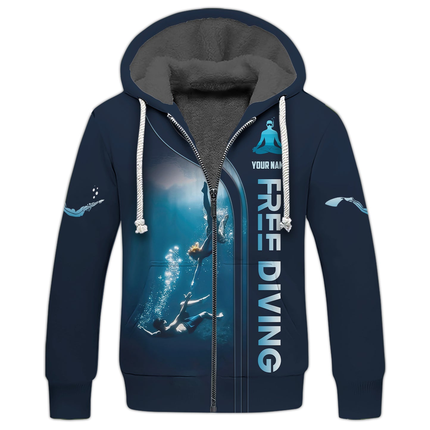 3D Full Print Customizable Freediving T-shirt With Underwater Adventure Personalized Name Gift For Diver Lovers