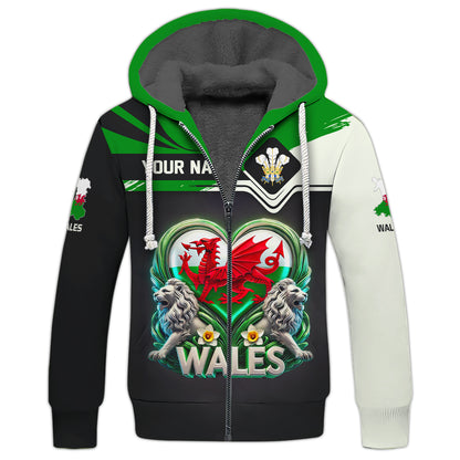 3D Full Print Dragon With Lion Of Wales Shirt Personalized Name Gif For Wales Lovers