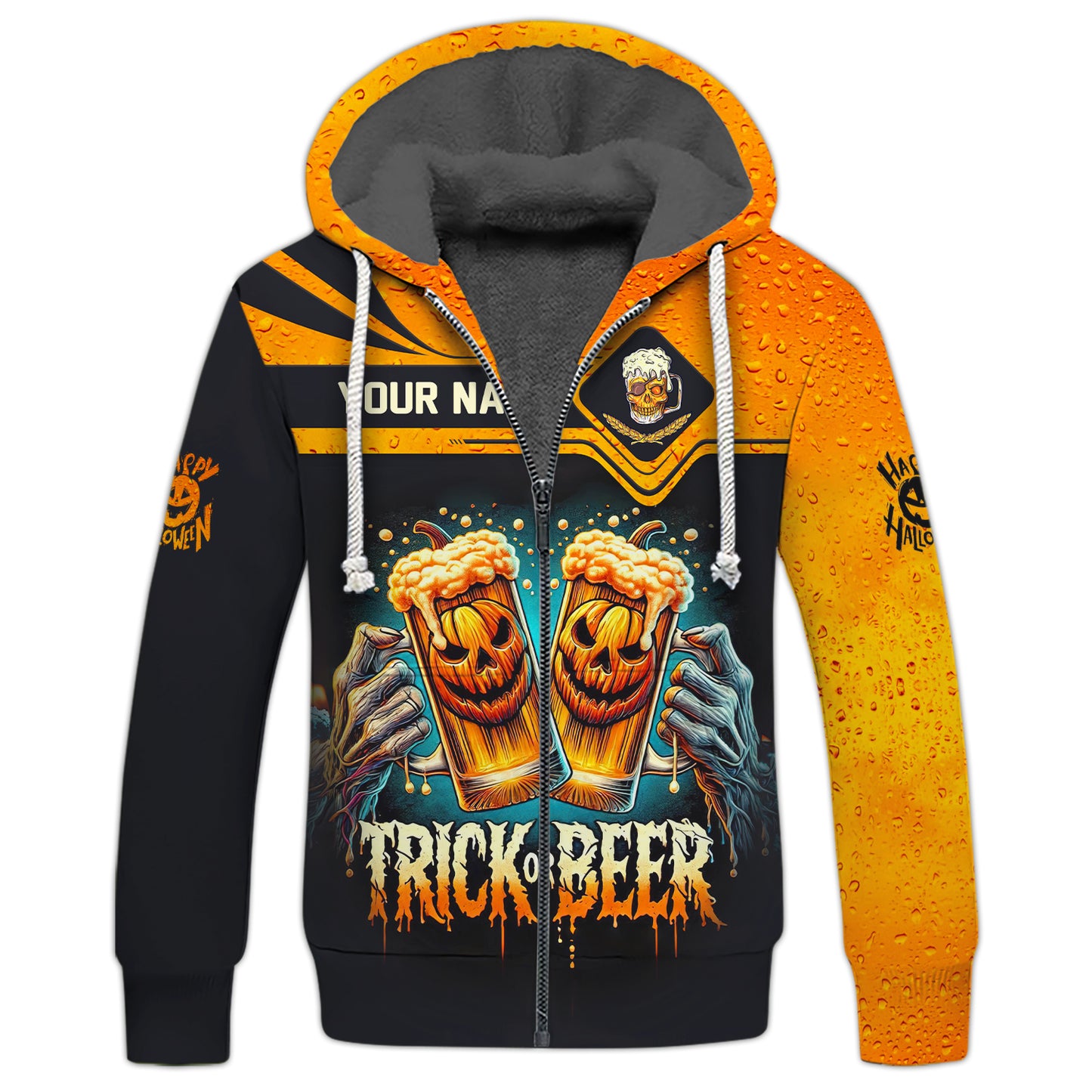 Camisetas personalizadas de Trick Or Beer Camiseta 3D de feliz Halloween Regalo para amantes de la cerveza