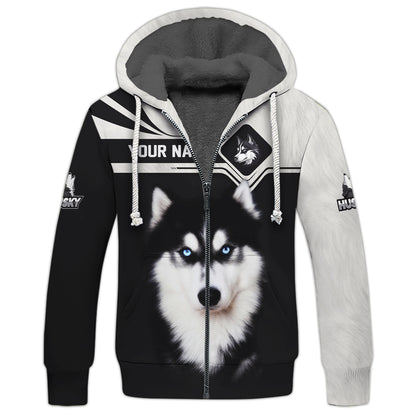 Husky Custom Name Zipper Hoodie Gift For Dog Lovers 3D Shirts