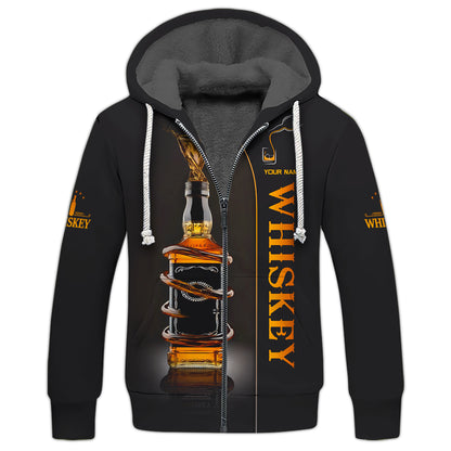 3D Full Print Custom Whiskey Bottle Splash T-shirt Personalized Name Gift For Whiskey Lovers