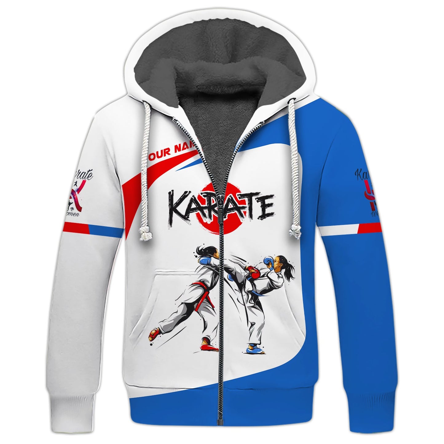 Custom Name Karate Zipper Hoodie Personalized Name Gift For Karate Lovers