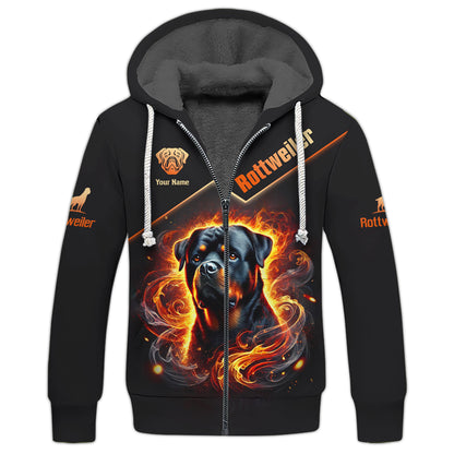 Rottweiler With Fire Custom 3D Shirt Gift For Dog Lovers