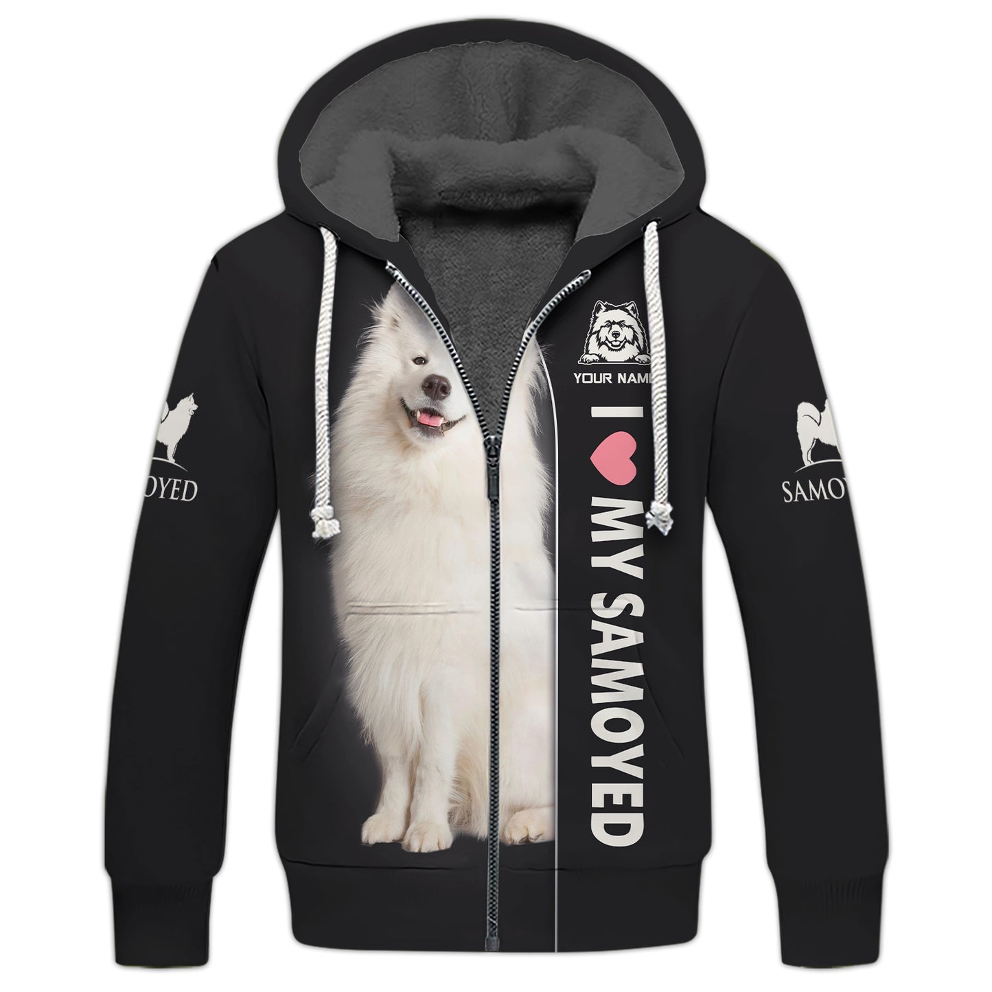 Camiseta con nombre personalizado "Amo a mi samoyedo", regalo para amantes de los perros, camisetas 3D