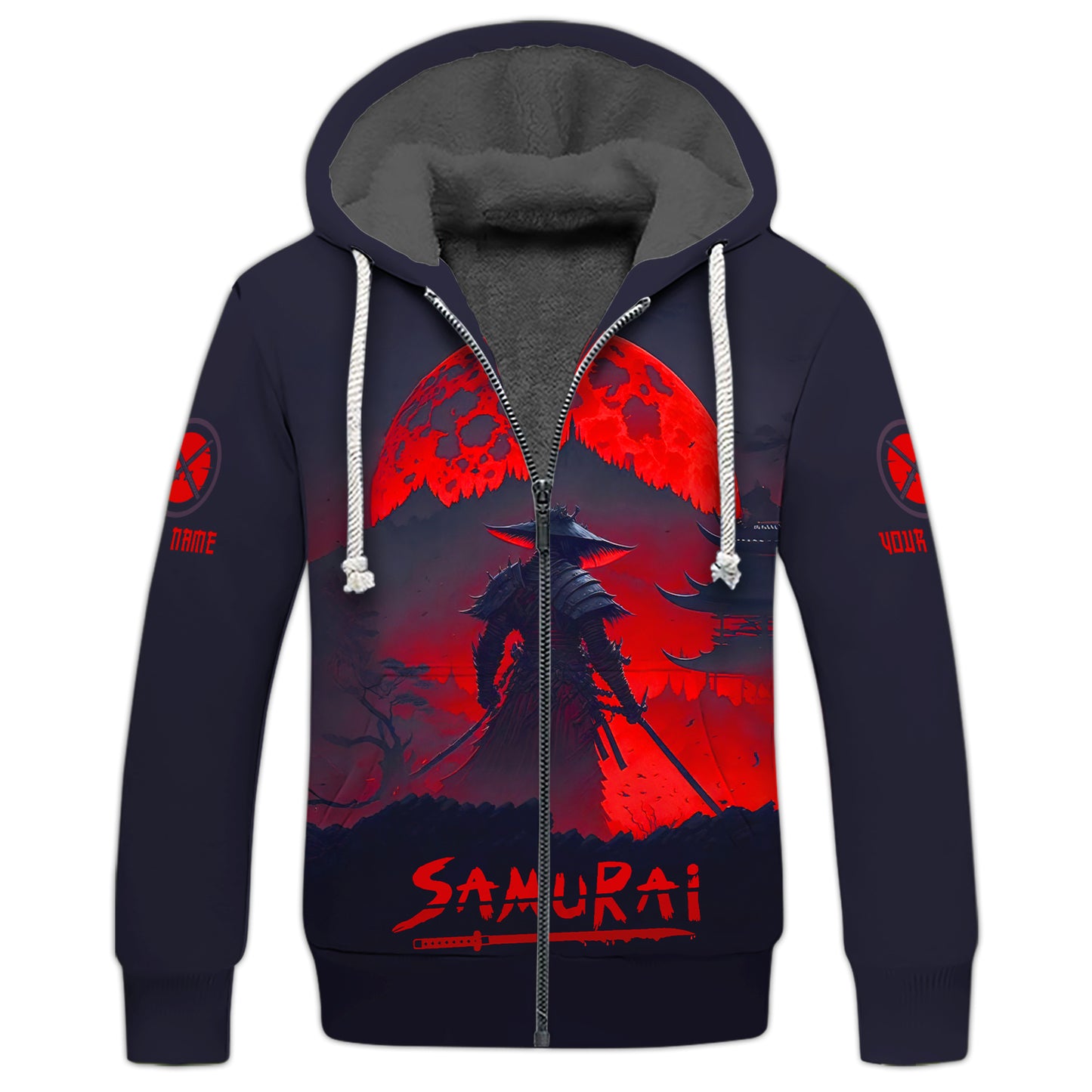 3D Full Print Samurai Warrior Under The Red Moonlight Shirt Personalized Name Gift For Samurai Lovers