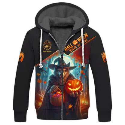 T-shirts personnalisés d'Halloween T-shirt 3D Wolf Witch Cadeau pour les amoureux d'Halloween