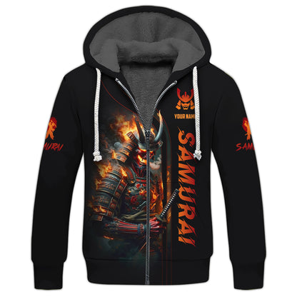 3D Full Print Samurai With Fire  Shirt Personalized Name Gift For Samurai Lovers