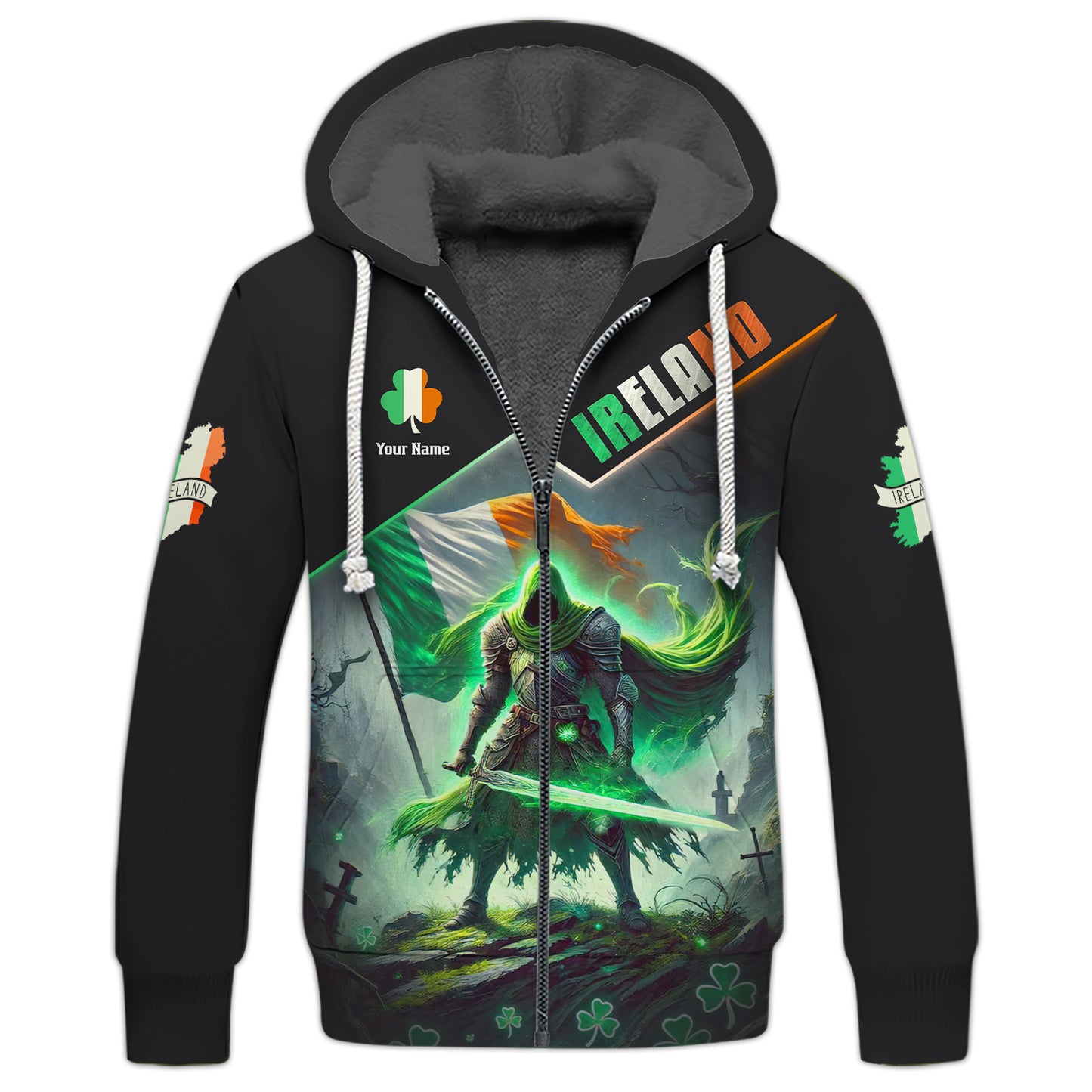 Camisetas de guerrero irlandés con impresión 3D completa, regalo con nombre personalizado para amantes de Irlanda