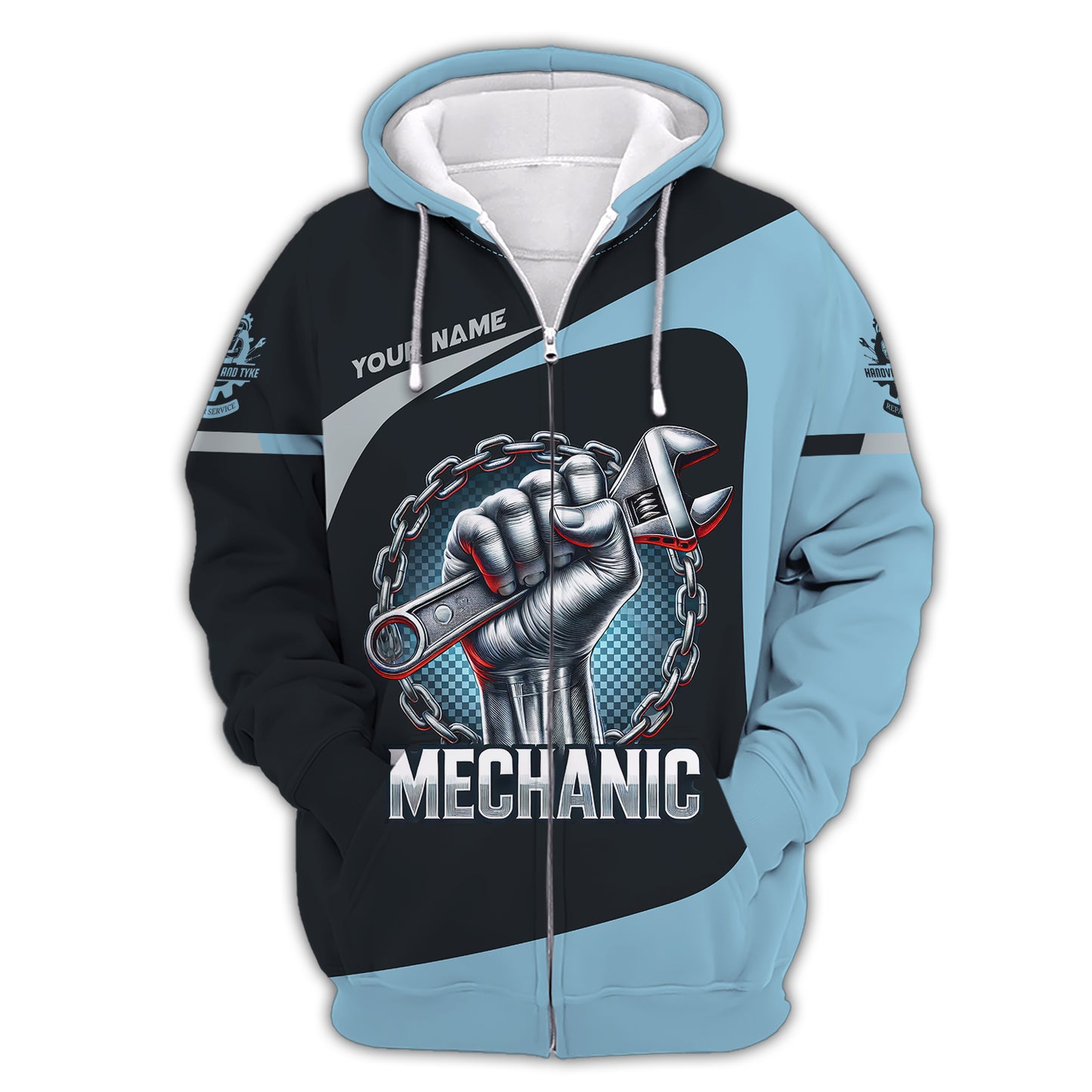 3D Full Print Wrench and Chain Mechanic T-Shirts Personalized Name Gift For Mechanic Lovers