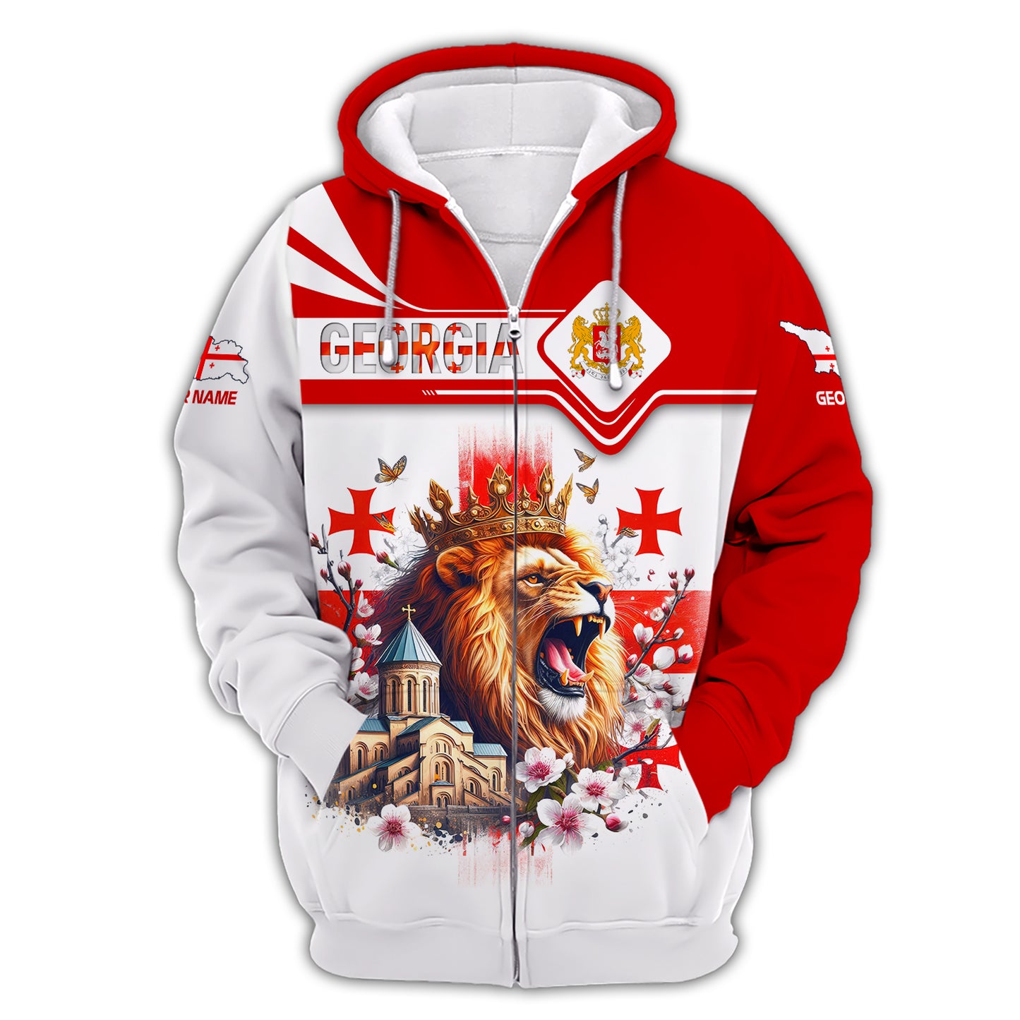 Camisetas con impresión 3D completa de El Rey León de Georgia con nombre personalizado Gif para amantes de Gruzia