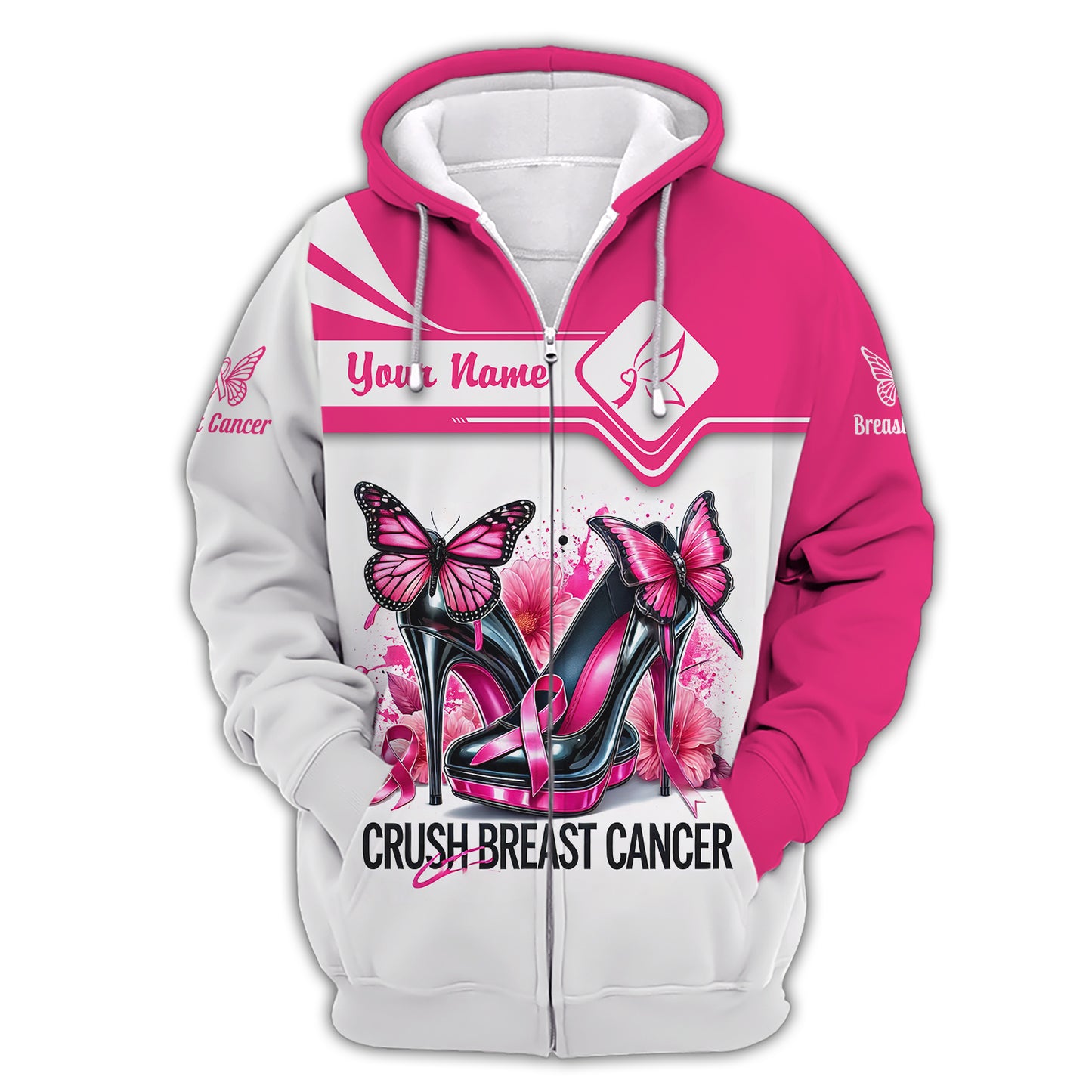 3D Full Print Crush Breast Cancer T-Shirts Personalized Name Gift For Cancer Survivor