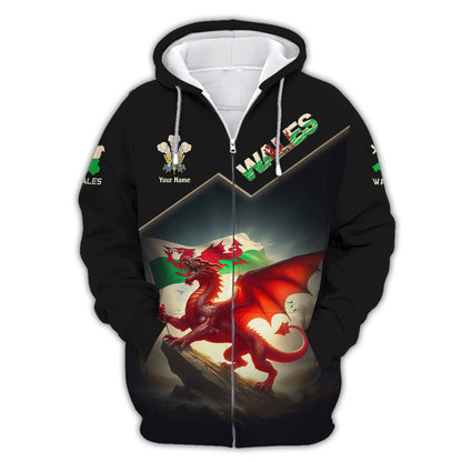 Dragon Fighting 3D Full Print Wales Shirt Custom Gift For Wales Lovers