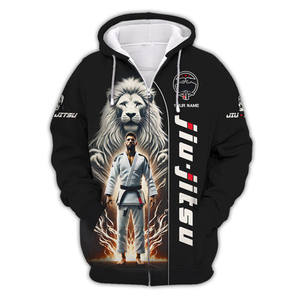 T-shirts personnalisés avec impression 3D complète The Lion Soul Of Jiu Jitsu Master pour les amateurs de Jiu Jitsu