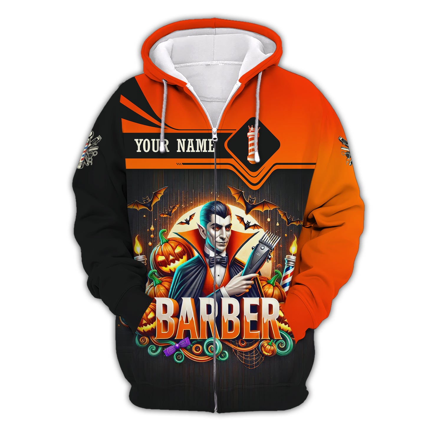 Happy Halloween Custom Name 3D T-Shirts Dracula Barber Shirt Gift For Barber Lovers