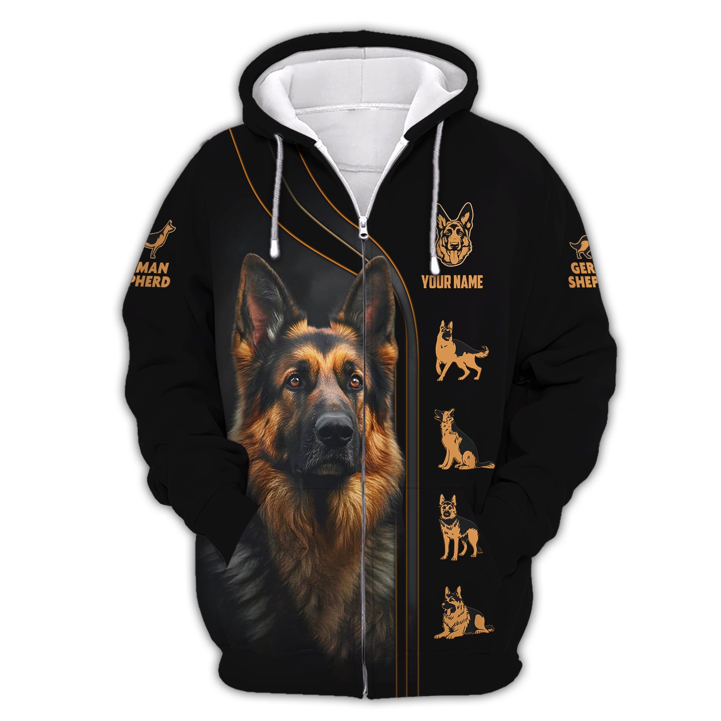 Camiseta con nombre personalizado de pastor alemán, regalo para amantes de los perros, camisetas 3D