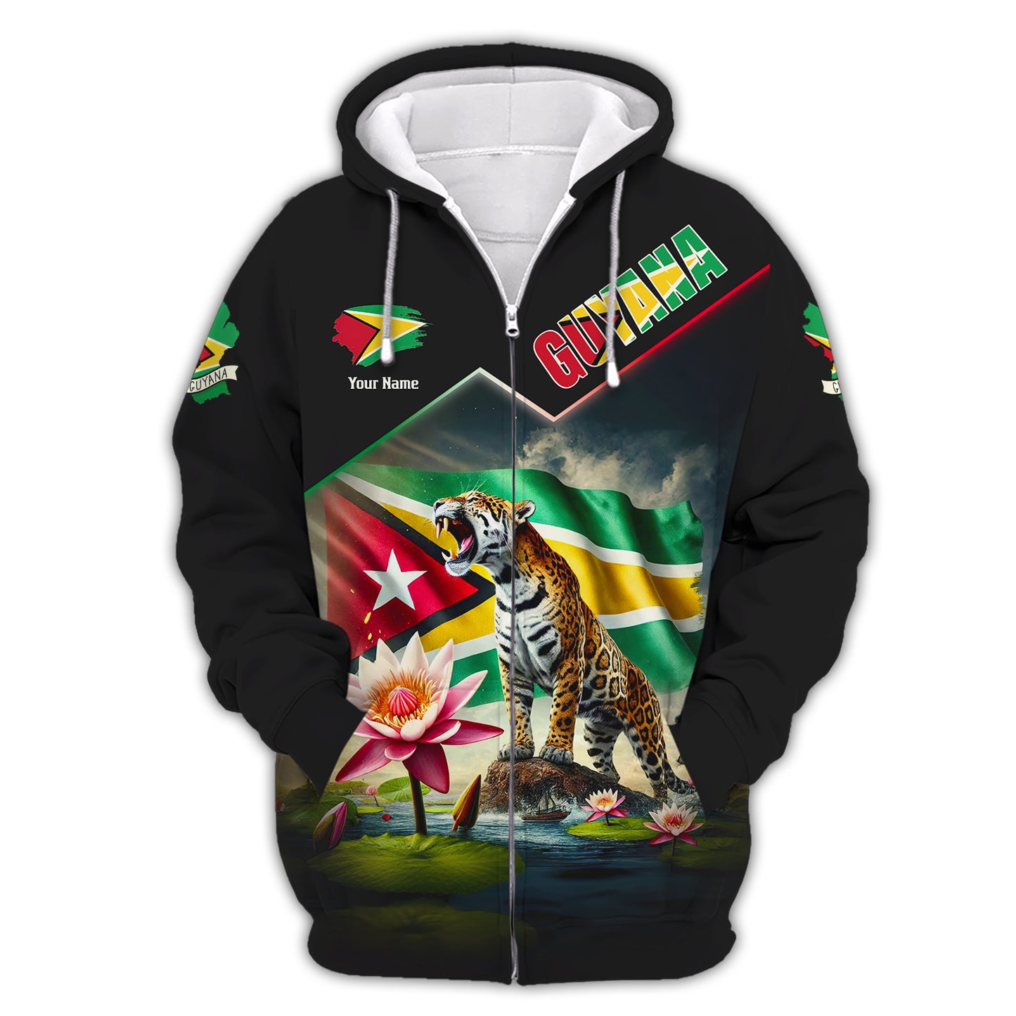 Camiseta de Guyana con impresión completa en 3D y nombre personalizado como regalo para los amantes de Guyana