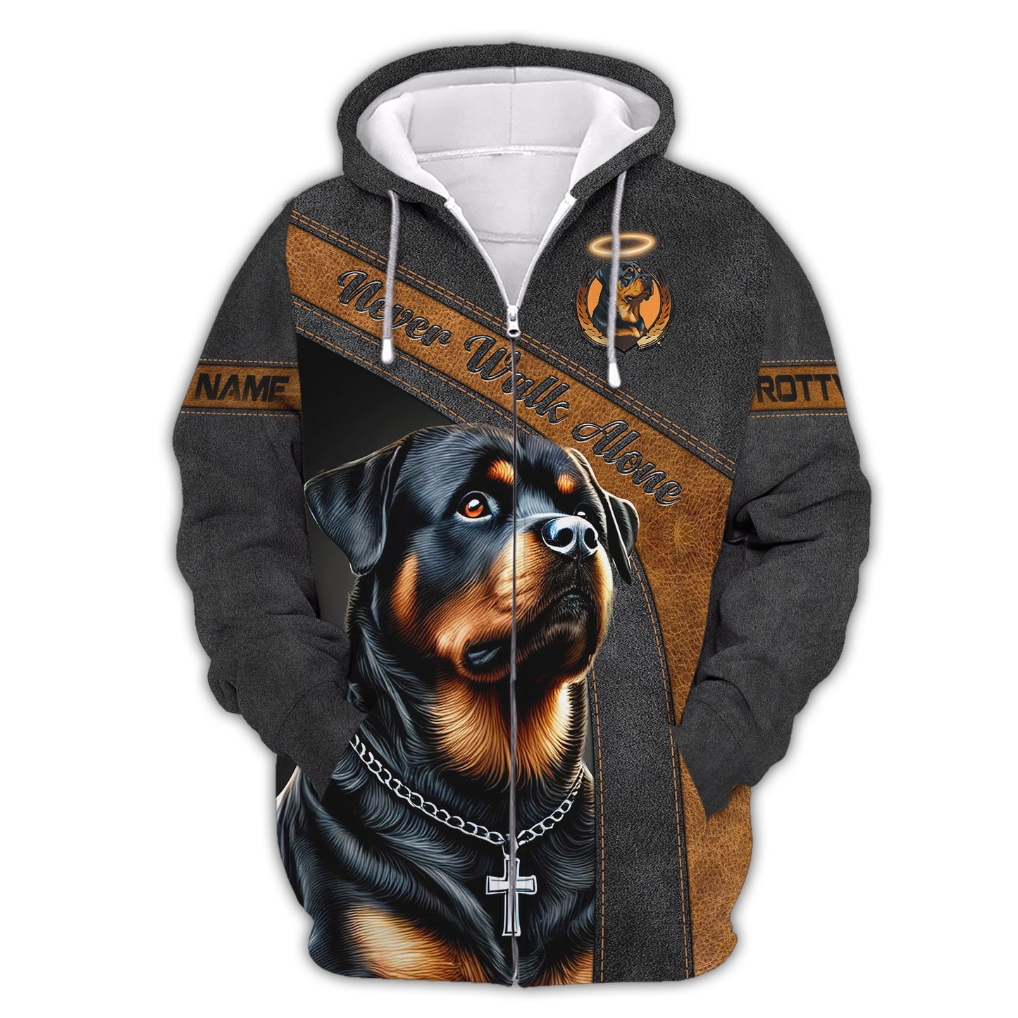 Camisetas personalizadas Never Walk Alone Camiseta Rottweiler 3D Regalo para amantes de los perros