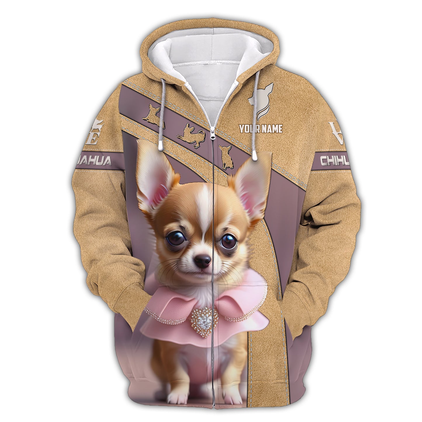 Preciosa camiseta con nombre personalizado de chihuahua, regalo para amantes de los perros, camisetas 3D