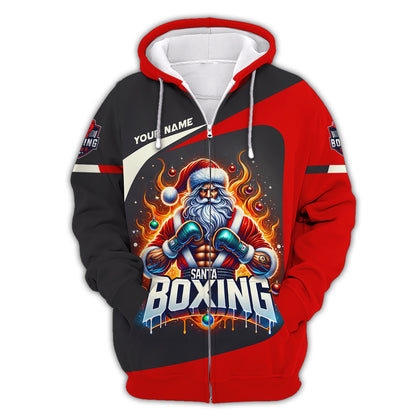 3D Full Print Santa Claus Boxing T-Shirts Personalized Name Gift For Christmas Lovers