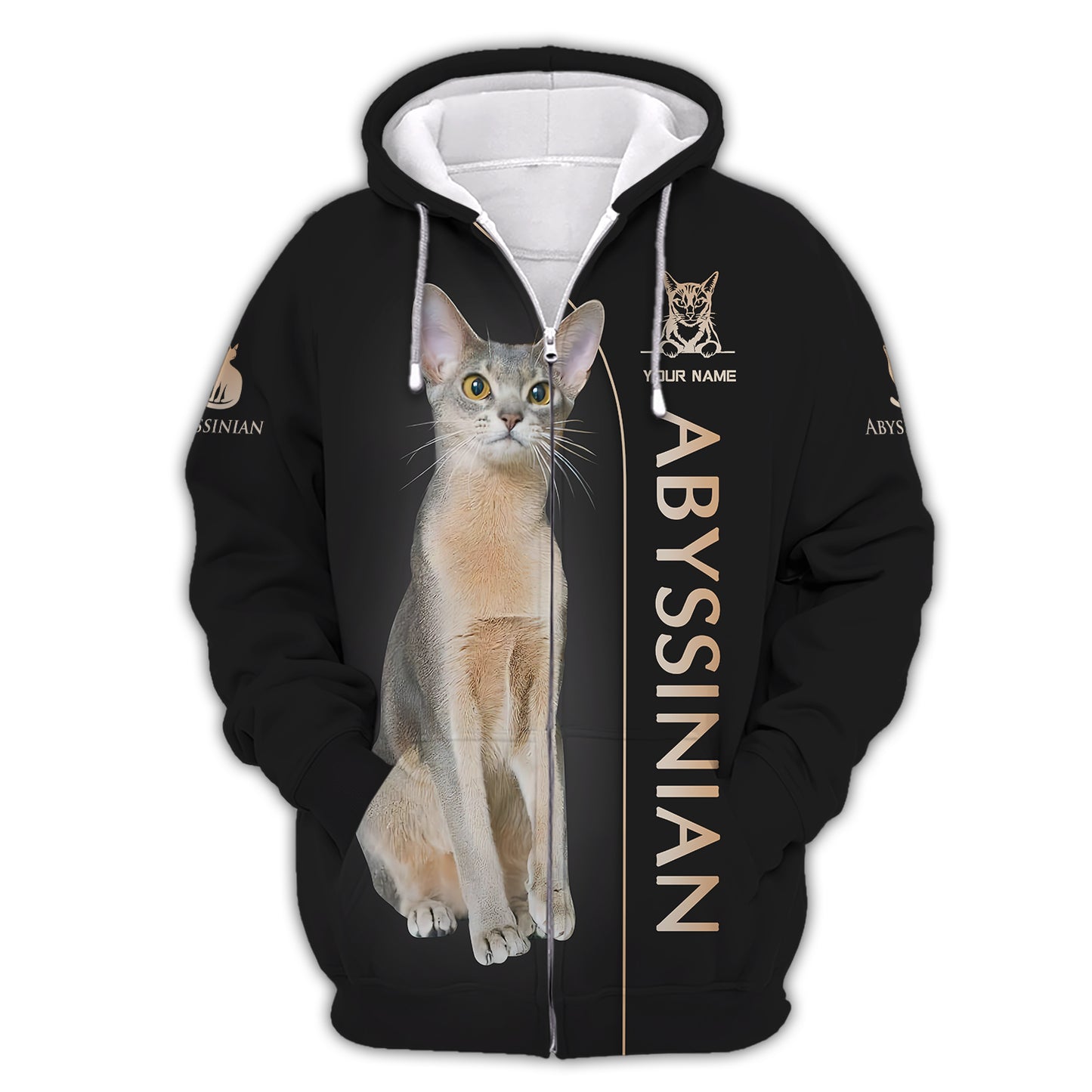 Custom 3D Printed Abyssinian Cat T-Shirts Personalized Name Gift For Cat Lovers