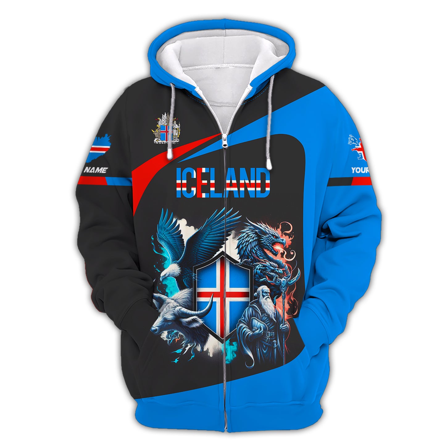 Coat Of Arms Iceland Custom T- Shirts Gif For Icelandic Lover 3D Shirt