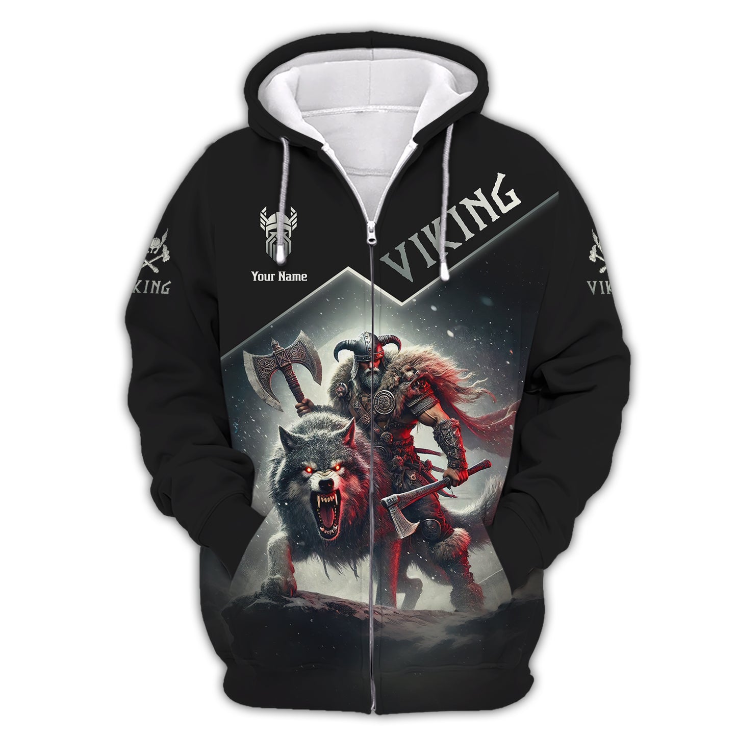 Custom Name 3D T-Shirt Viking Warrior With Wolf Gift For Viking Lovers