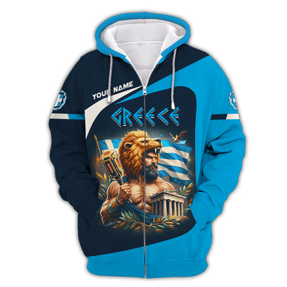 3D Full Print Heracles With Greece Flag Shirt Personalized Name Gif For Greek Lovers