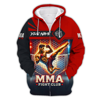 Camiseta de MMA con impresión completa en 3D y nombre personalizado como regalo para amantes de las MMA