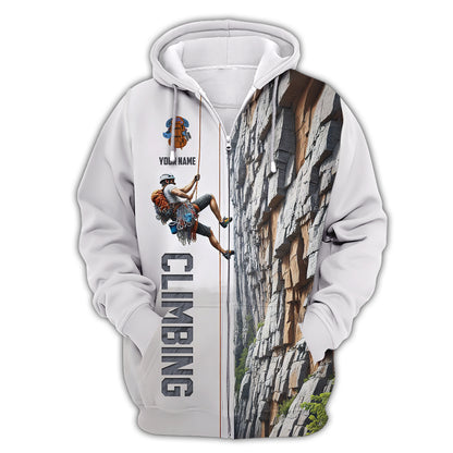 3D Full Print Climbing T-Shirt For Bold Adventurers Personalized Name Gift For Climb Lovers