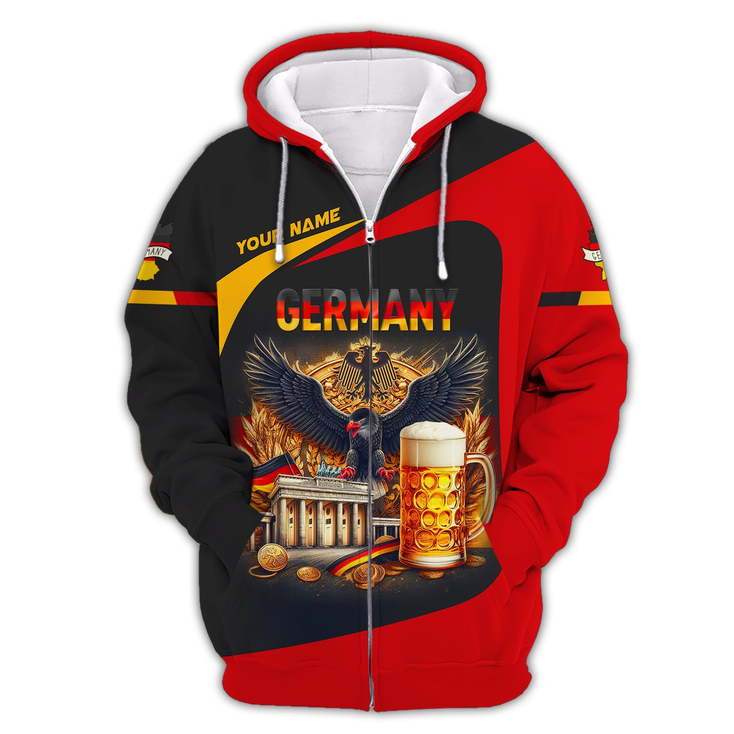 Camiseta personalizada con nombre de águila con cerveza de Alemania, regalo personalizado para los amantes de Alemania