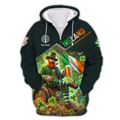 Camisetas de guerrero irlandés con impresión 3D completa, regalo con nombre personalizado para amantes de Irlanda