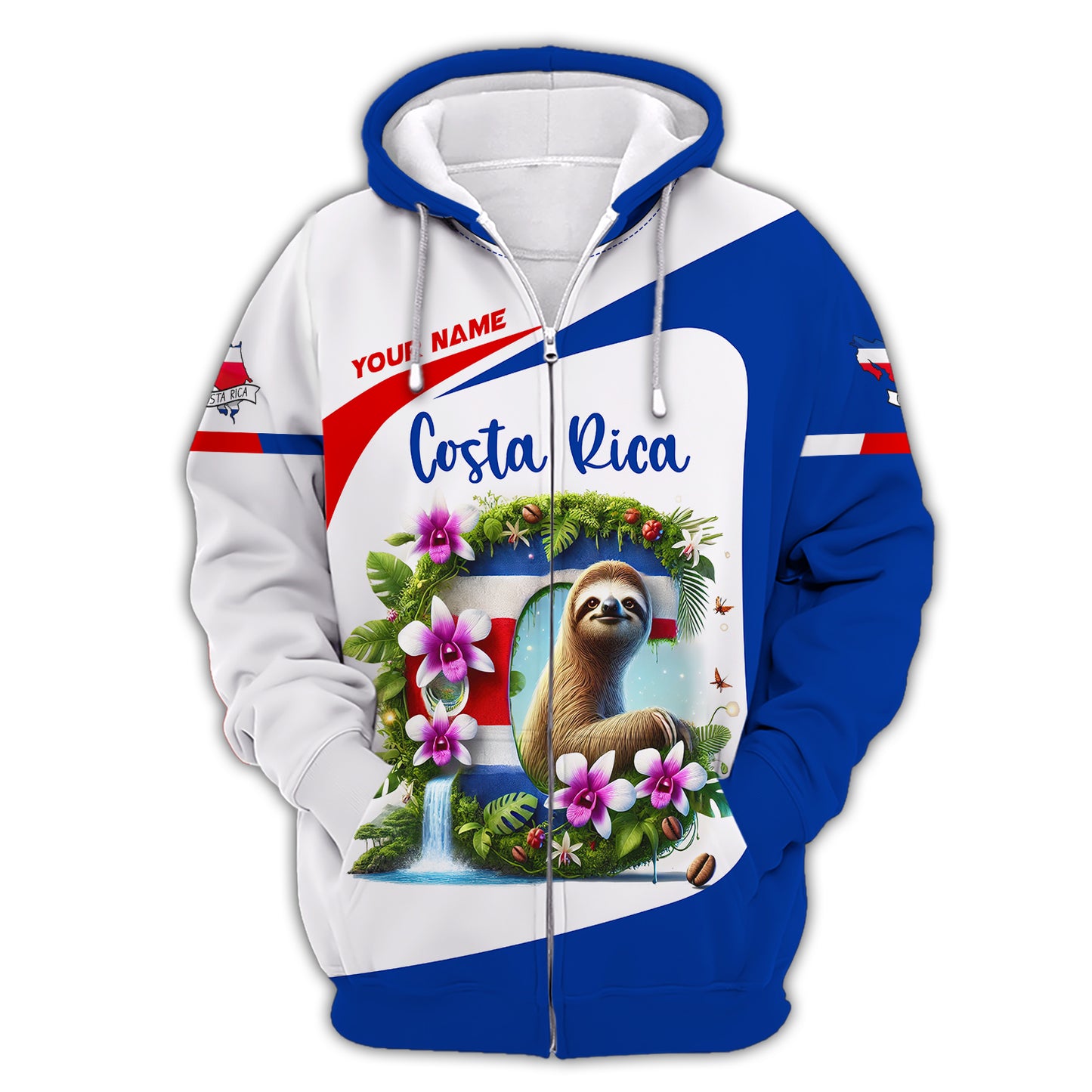 Costa Rica Custom 3D Shirt With Sloth Personalized Name Gift For Costa Rica Lovers