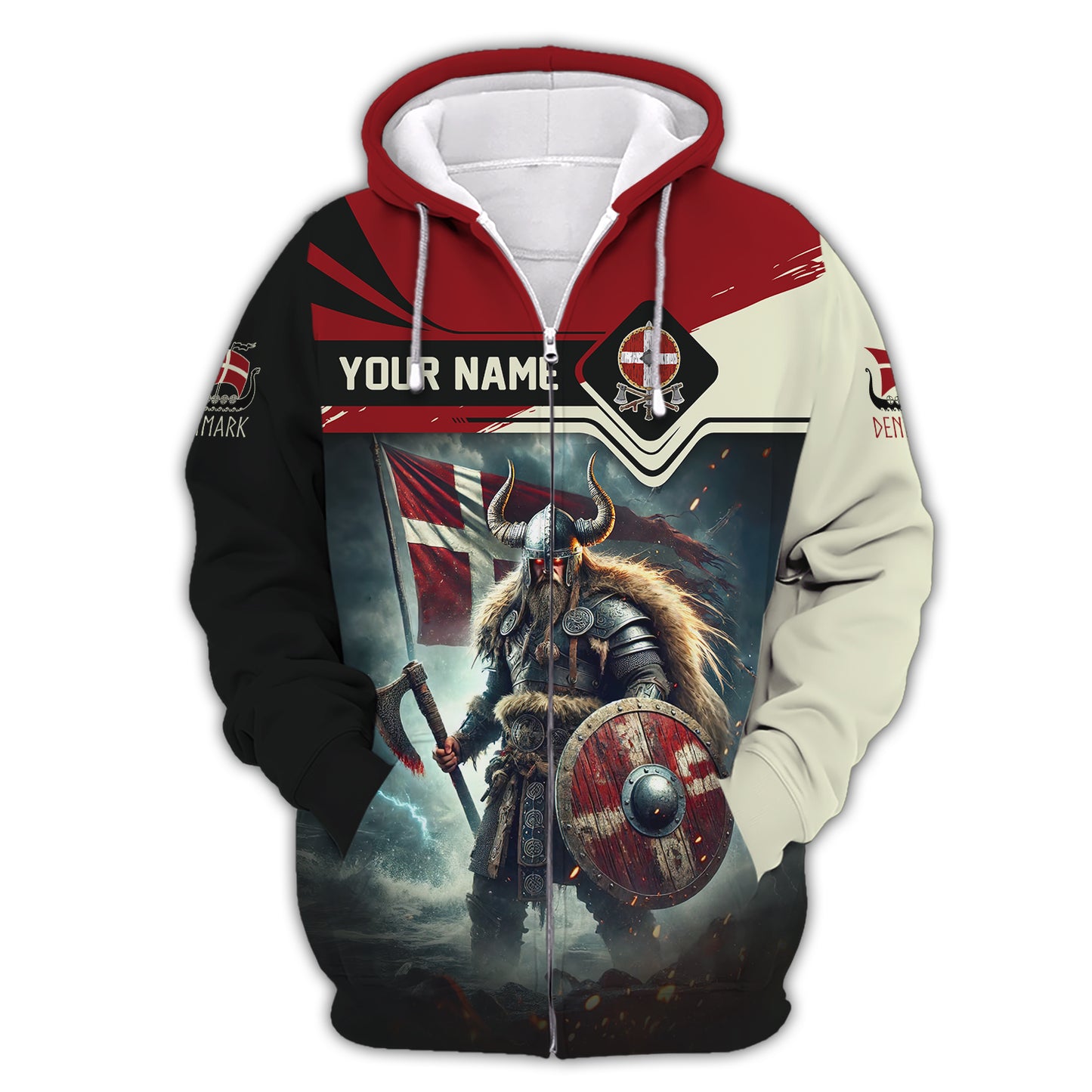 3D Full Print Mighty Viking Warrior Of Denmark T-Shirt Personalized Name Gift For Denmark Lovers
