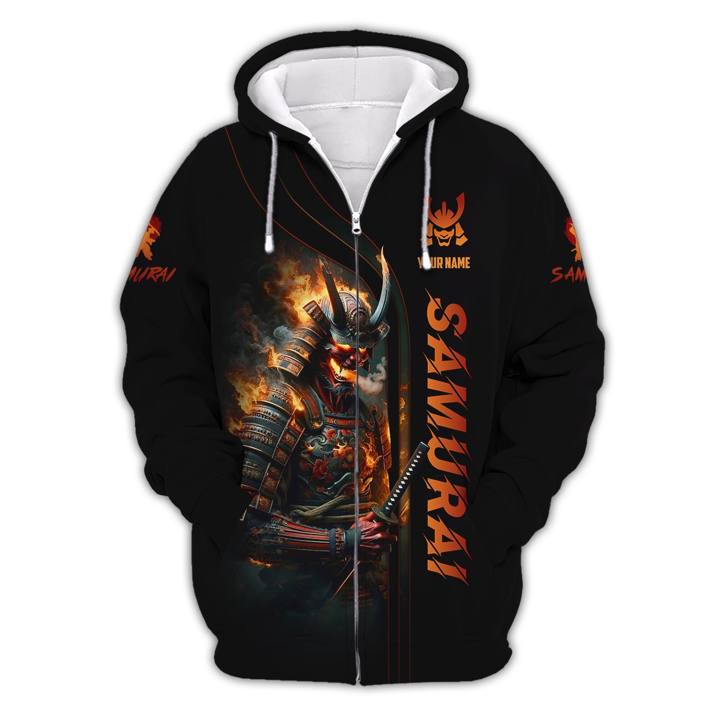 3D Full Print Samurai With Fire  Shirt Personalized Name Gift For Samurai Lovers