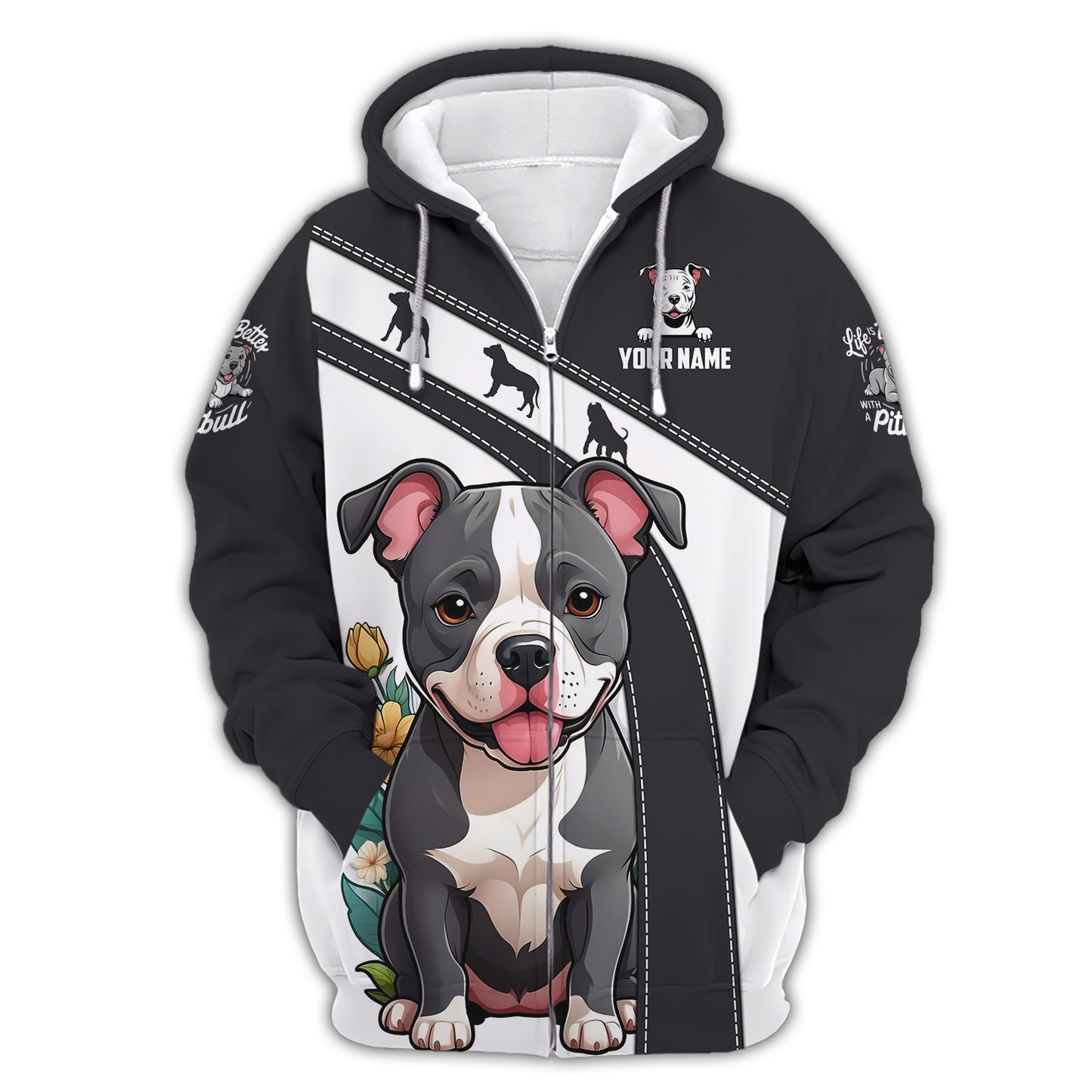 Camisetas de pitbull para bebés con estampado completo en 3D, regalo personalizado con nombre para amantes de los perros