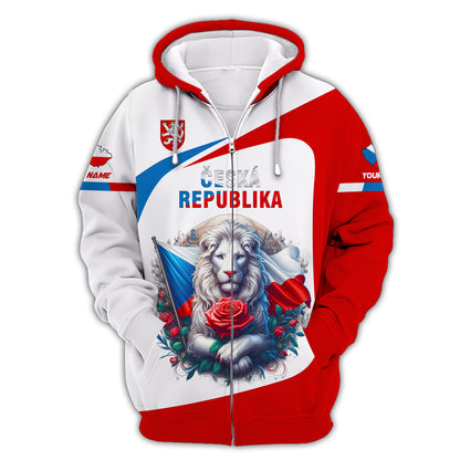 Camiseta con nombre personalizado y el león con la bandera de la República Checa Camiseta de Cesko Regalo para los amantes de la República Checa