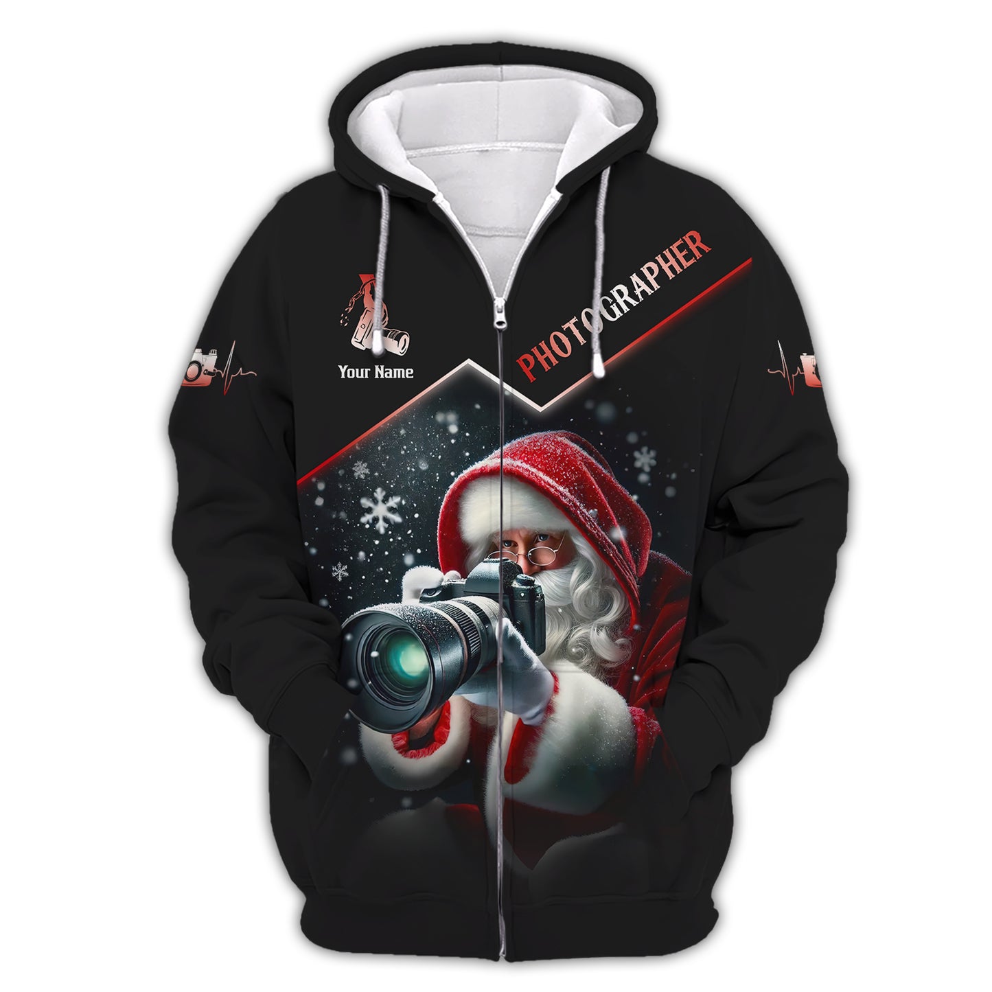 Santa Claus Photographer 3D Shirt Personalized Name Gift For Photographer Lover